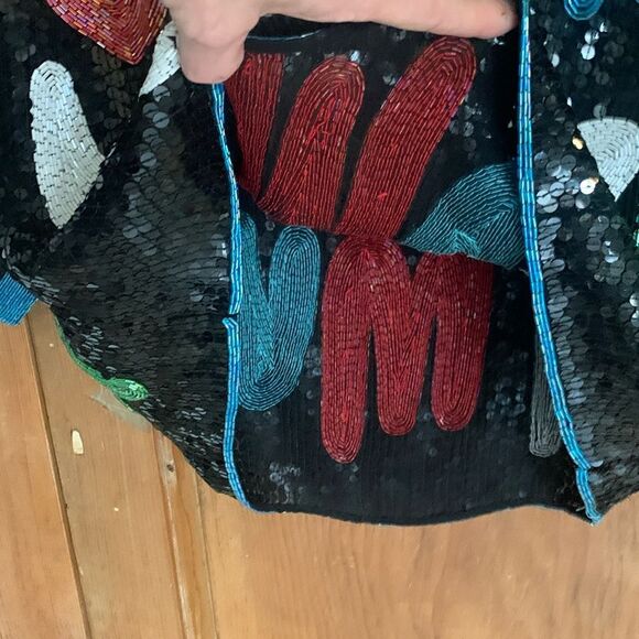 Vintage 80’s I ‘Love You Very Much’ sequined and beaded pullover blouse - Picture 9 of 10